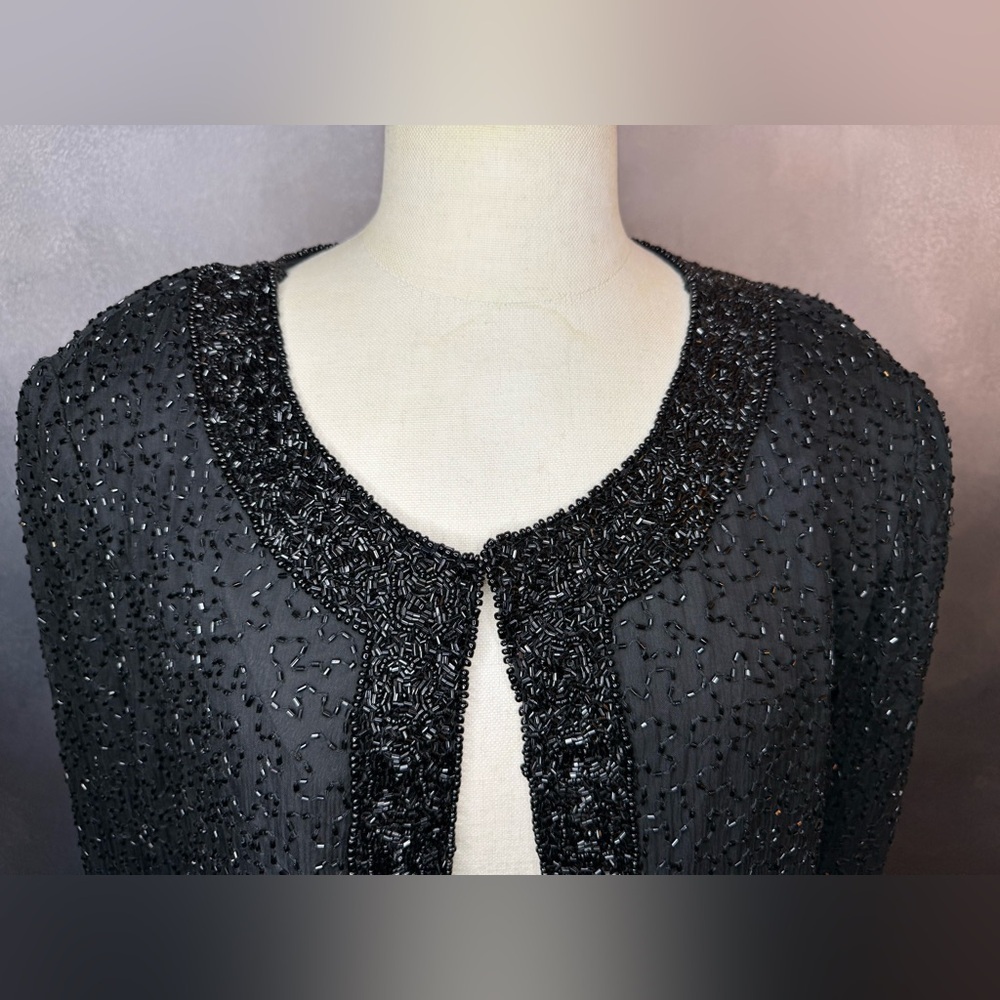 Vintage Sténay 100% Silk Beaded Jacket/Cardigan - Picture 2 of 13